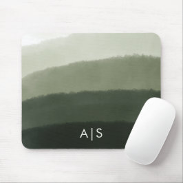 Monogram Initiaal Waterverf Oerwoud Groen Ombre Muismat