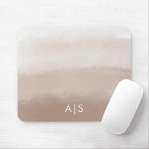 Monogram Initiaal Waterverf Paddenstoel Bruin Ombr Muismat