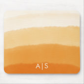 Monogram Initiaal Waterverf Pompoen Oranje Ombre Muismat (Voorkant)