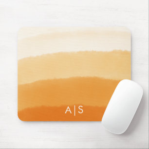 Monogram Initiaal Waterverf Pompoen Sinaasappel Om Muismat