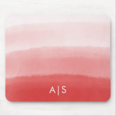 Monogram Initiaal Waterverf Vervaagd Koraal Rood O Muismat (Voorkant)