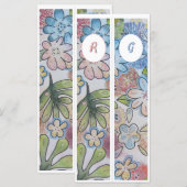 Monogram Initiaal Whimsical Floral Twee Bladwijzer (Voorkant / Achterkant)