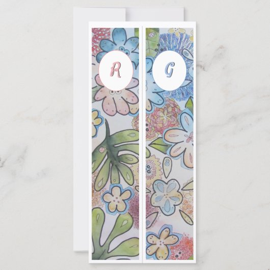 Monogram Initiaal Whimsical Floral Twee Bladwijzer (Voorkant)