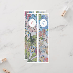 Monogram Initiaal Whimsical Floral Twee Bladwijzer
