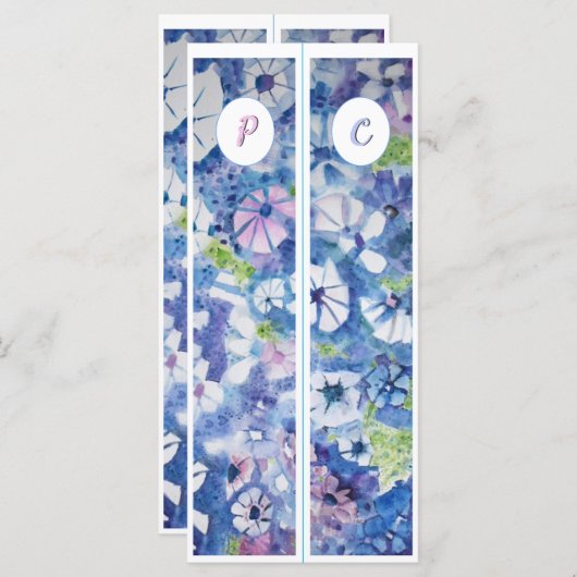 Monogram Initiaal Whimsical Flowers Twee Bladwijze (Voorkant / Achterkant)