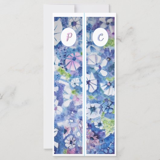 Monogram Initiaal Whimsical Flowers Twee Bladwijze (Voorkant)