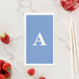 Monogram Initiaal White Custom Name Cornflower Blu Servet