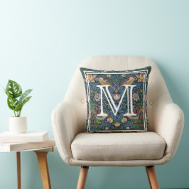 Monogram Initiaal William Morris Strawberry Thief Kussen