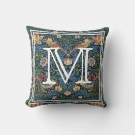 Monogram Initiaal William Morris Strawberry Thief Kussen