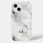 Monogram Initiaal wit grijs zwart goud marmer Case-Mate iPhone Case (Achterkant)