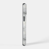 Monogram Initiaal wit grijs zwart goud marmer  iPhone 15 Case (Rechterkant)