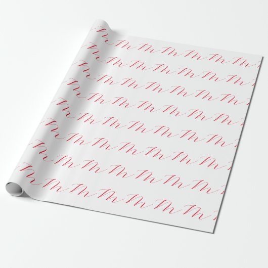 Monogram Initiaal Wit Rood Unieke Minimalist Cadeaupapier (Uitgerold)