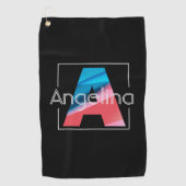 Monogram initiaal wit zwart letter Een golfhanddoe Golfhanddoek (Voorkant)