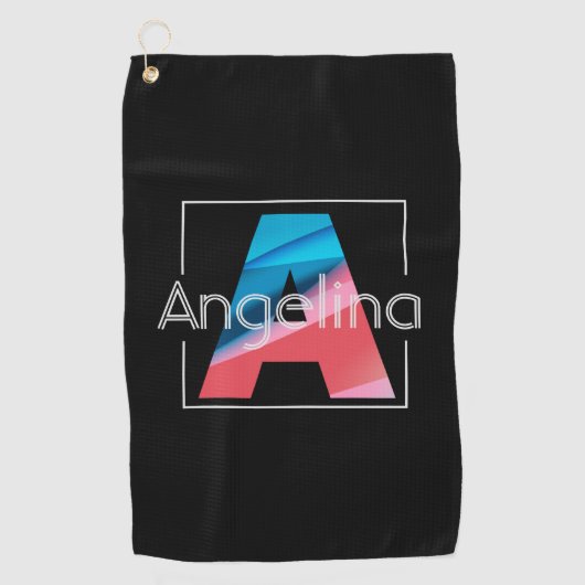 Monogram initiaal wit zwart letter Een golfhanddoe Golfhanddoek (Voorkant)