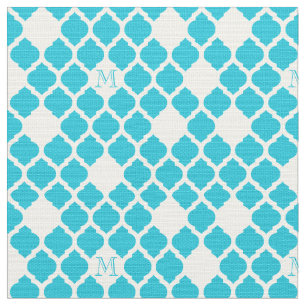 Monogram initiaal, witte drillenpatroonstof stof