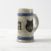 Monogram Initiaal Wolf Beer Stein Gift Mok (Voorkant rechts)