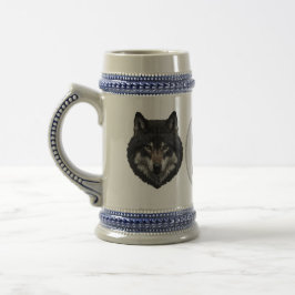 Monogram Initiaal Wolf Beer Stein Gift Mok