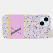 MONOGRAM INITIAAL X LILA KLEINE BLOEMETJES Case-Mate iPhone CASE (Achterkant (horizontaal))