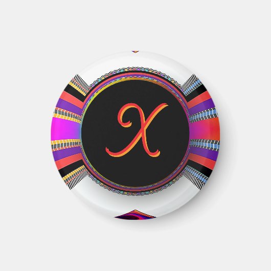 Monogram Initiaal X Regenboog Magneet (Voorkant)