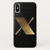 Monogram Initiaal x zwart goud Case-Mate iPhone Case (Achterkant)