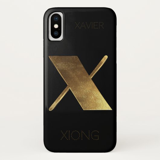 Monogram Initiaal x zwart goud Case-Mate iPhone Case (Achterkant)