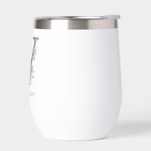 Monogram Initiaal Y Blauwe Bloemrijke Waterverf Ca (Links)