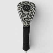 Monogram Initiaal Zwart Beige Moth Bug Golfheadcover (Voorkant)