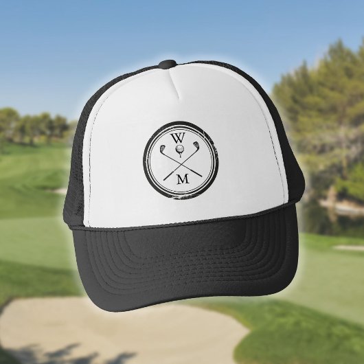 Monogram Initiaal Zwart en Wit Golf Trucker Pet