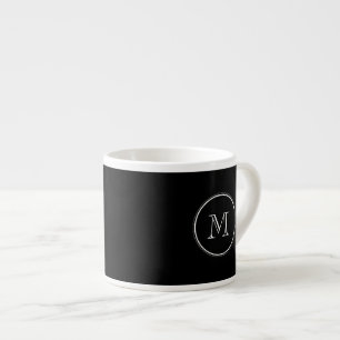 Monogram Initiaal zwart hoog gekleurd Espresso Kop