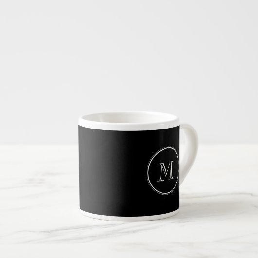 Monogram Initiaal zwart hoog gekleurd Espresso Kop (Voorkant rechts)