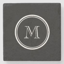 Monogram Initiaal zwart hoog gekleurd Stenen Onderzetter