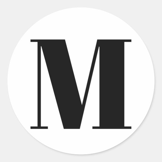 Monogram initiaal zwart-wit aanpassen ronde sticker (Voorkant)