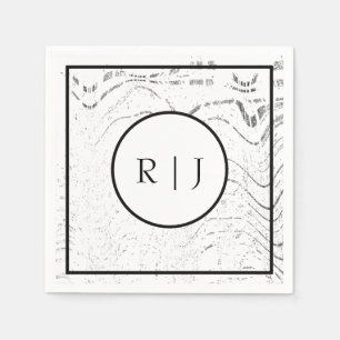 Monogram Initiaal Zwart Wit Abstracte Coole Bruilo Servet