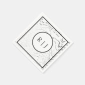 Monogram Initiaal Zwart Wit Abstracte Coole Bruilo Servet (Hoek)