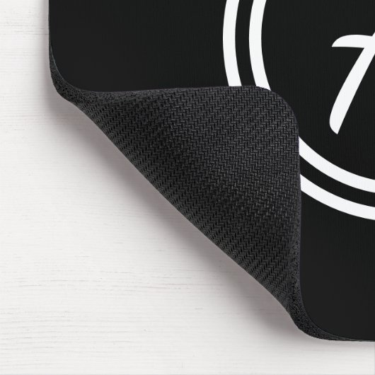 Monogram Initiaal zwart-wit eenvoudig Muismat (Hoek)