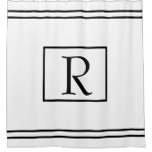 Monogram Initiaal Zwart wit gestreept, aangepast Douchegordijn (Voorkant)