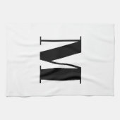Monogram initiaal zwart-wit modern theedoek (Horizontaal)