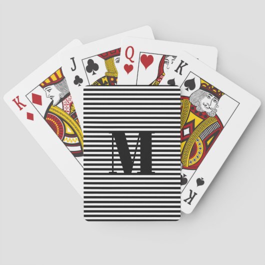 Monogram initiaal zwart wit strepen op maat pokerkaarten (Achterkant)