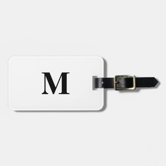 Monogram Initiaal zwart Witte Aangepaste Naam Cade Bagagelabel (Voorkant horizontaal)