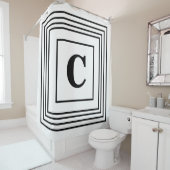 Monogram Initiaal Zwart Witte Striped Aangepaste n Douchegordijn (In situ)