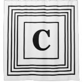Monogram Initiaal Zwart Witte Striped Aangepaste n Douchegordijn (Voorkant)