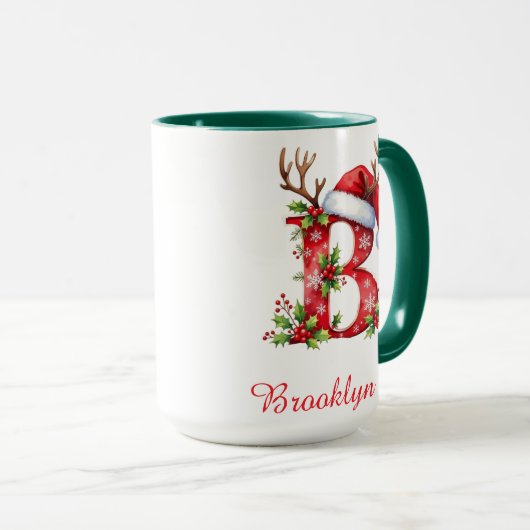 Monogram initial B Santa merry Christmas  Mok (Voorkant rechts)