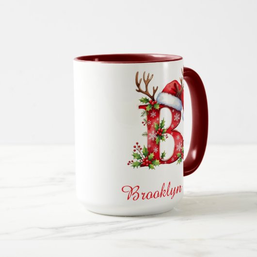 Monogram initial B Santa merry Christmas  Mok (Voorkant rechts)