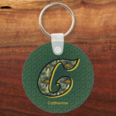 Monogram Initial C Daisies Art Personalized Sleutelhanger (Achterkant)