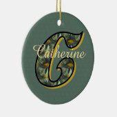 Monogram Initial C Daisies Floral Personalized  Keramisch Ornament (Rechts)