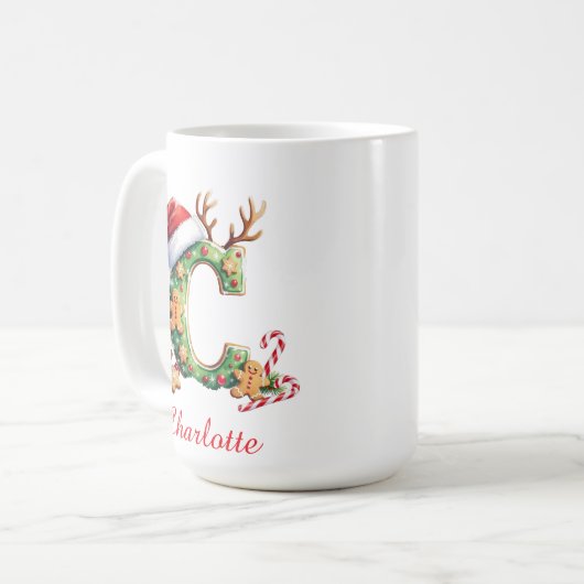 Monogram initial c ginger men merry Christmas  Koffiemok (Voorkant links)