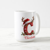 Monogram initial c snowflakes merry Christmas  Koffiemok (Voorkant rechts)