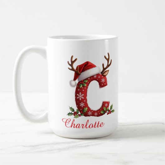 Monogram initial c snowflakes merry Christmas  Koffiemok (Links)