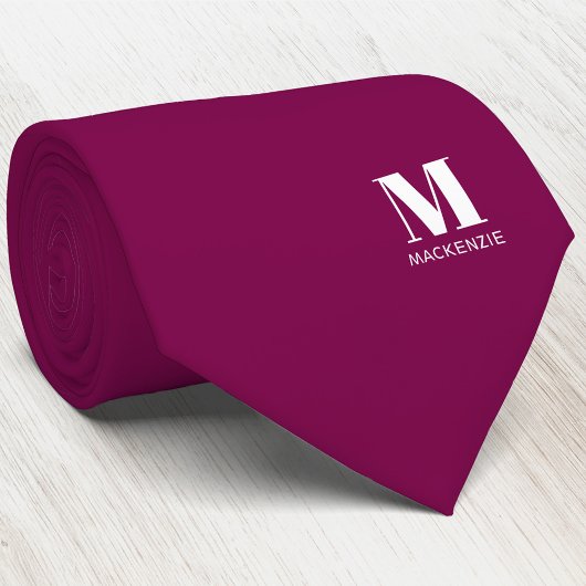 Monogram Initial Crest Personalized Burgundy Pink Stropdas