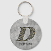 Monogram Initial D Hydrangea Flowers Personalized Sleutelhanger (Voorkant)